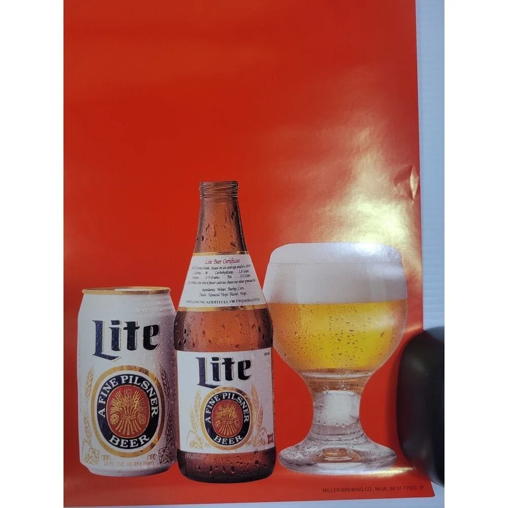 Vintage Miller Lite Beer Halloween Spider‎ Web Red Poster NEVER DISPLAYED
